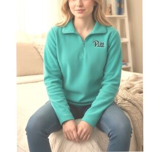 Columbia Pitt Panthers Fleece Quarter Zip Pullover Sweatshirt XL Aqua-Fan Gear